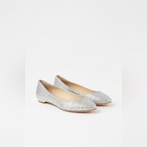 JIMMY CHOO Leather Sparkle Glitter Ballet Flat | EU 37.5 |
